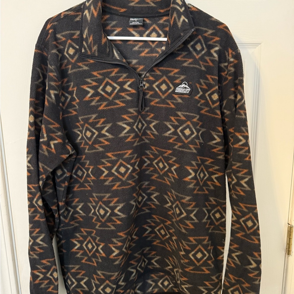 Hurley Men's Sweater in Black and Orange Pattern